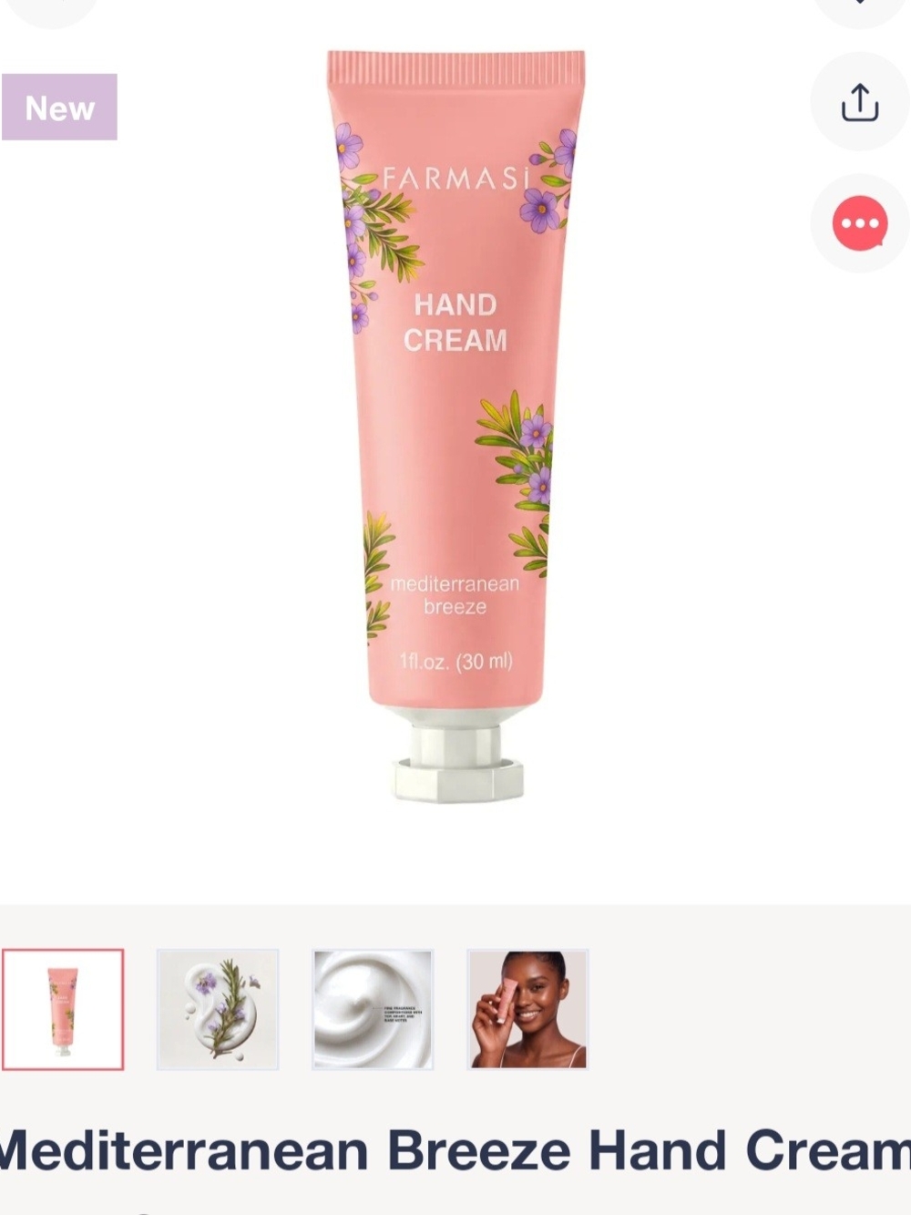 Farmasi Hand Cream - Coral Pink Tube with Purple Floral Accents